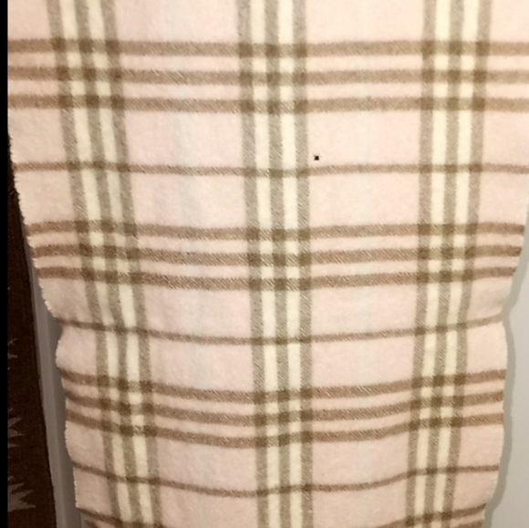 Authentic Burberry London  CASHMERE Pink Tan Novacheck Scarf w Fringe VINTAGE - Picture 5 of 10